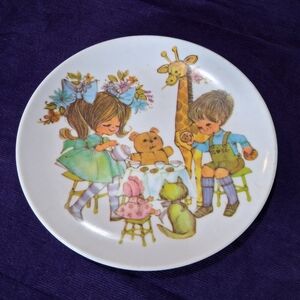 Vintage Child's Plate Tea Party 60s Melmac Melamine Cute Animals Dish